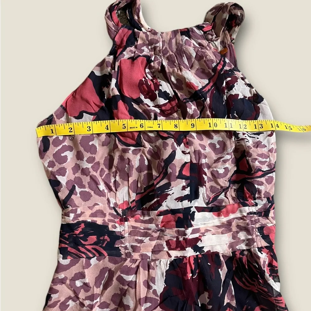 Tory Burch Dress Women's Sz 4 Floral Animal Lined Silk Halter Sleeveless READ! ✅